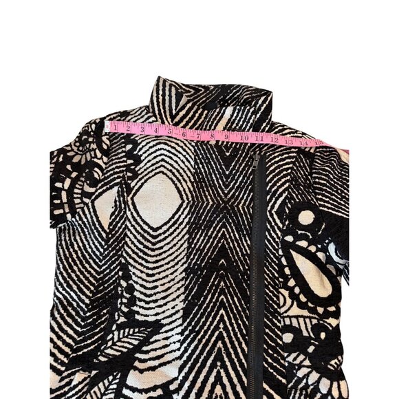 VTG Artsy Desigual We love Womens 40 Patchwork Tapestry Trench Coat Jacket Retro - Picture 8 of 16